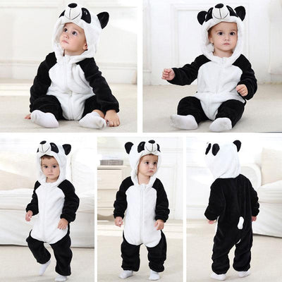 Unisex Baby Panda Costume Plush Jumpsuit