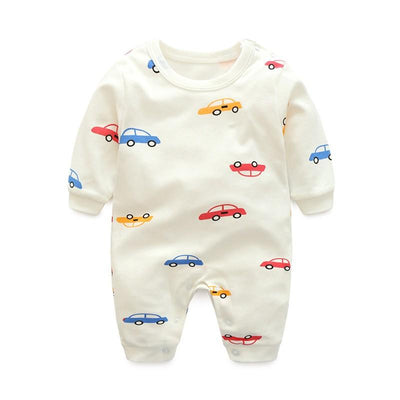 White Car Themed Baby Romper